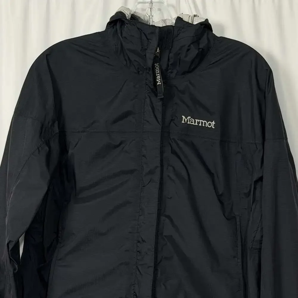 Marmot Women's Medium PreCip Eco Black Hooded Rain Jacket Shell